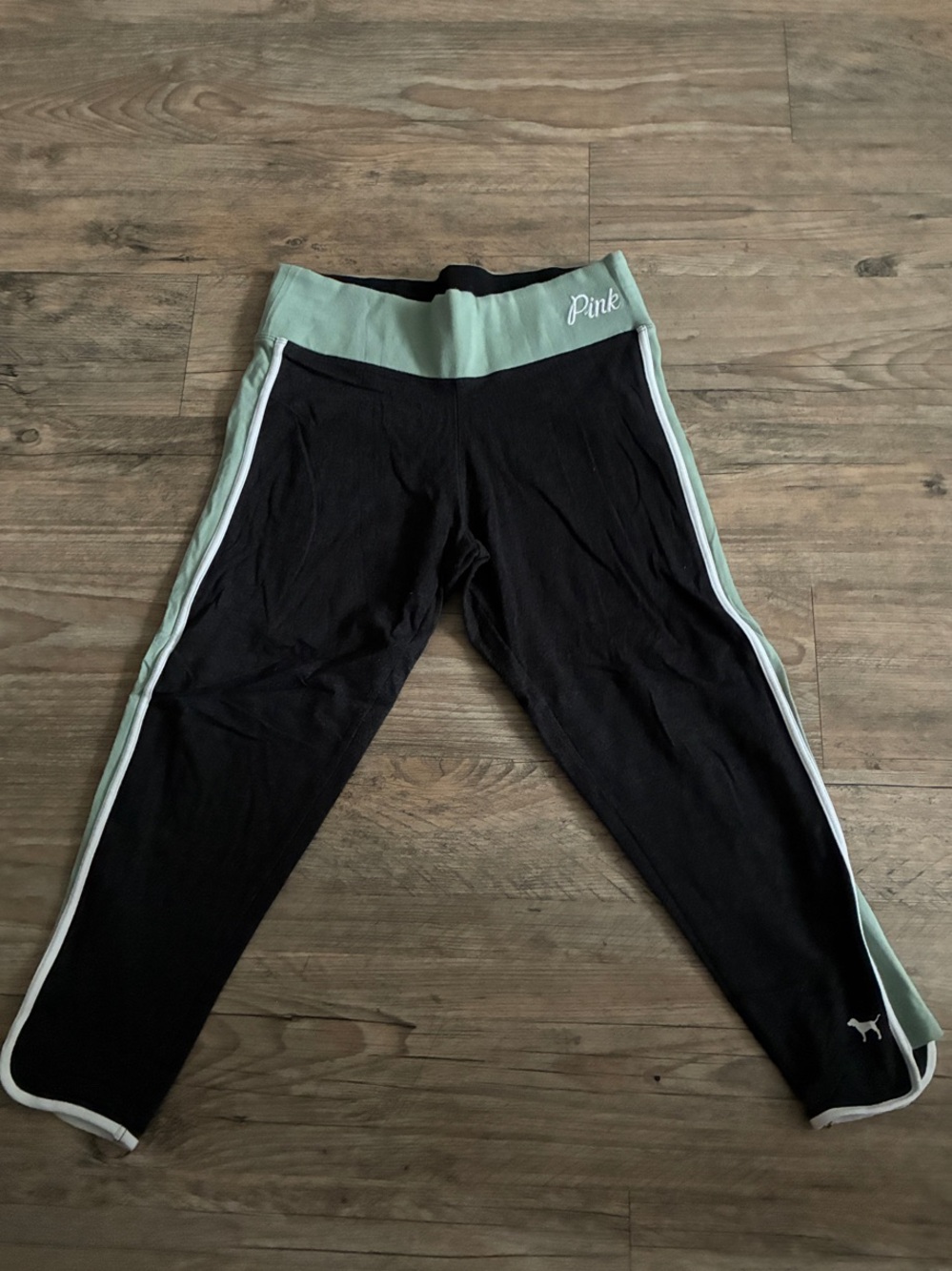 PINK Victoria's Secret Gray Leggings with Mint Trim